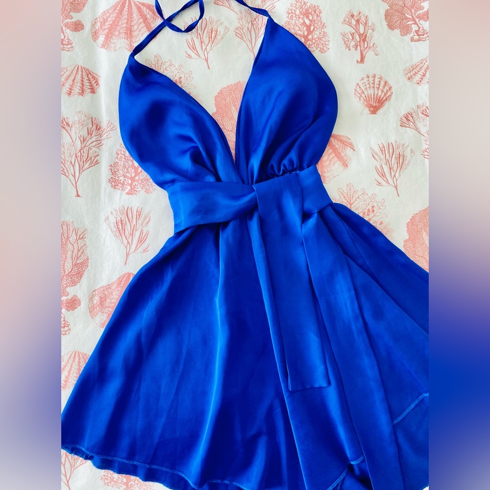 Jumpsuit jumper Royal blue metallic shorts